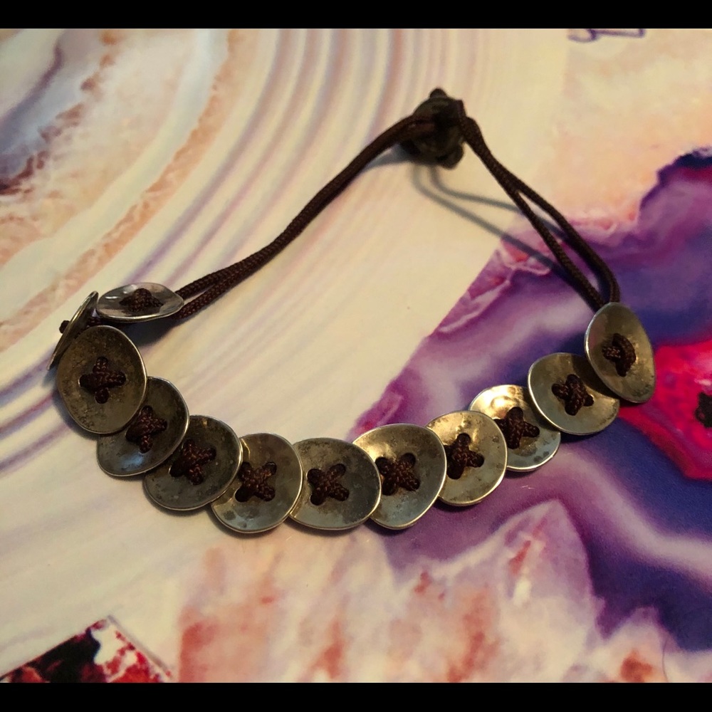 B2012 Silpada Brown Cord Disc Bracelet
